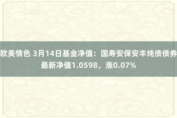 欧美情色 3月14日基金净值：国寿安保安丰纯债债券最新净值1.0598，涨0.07%