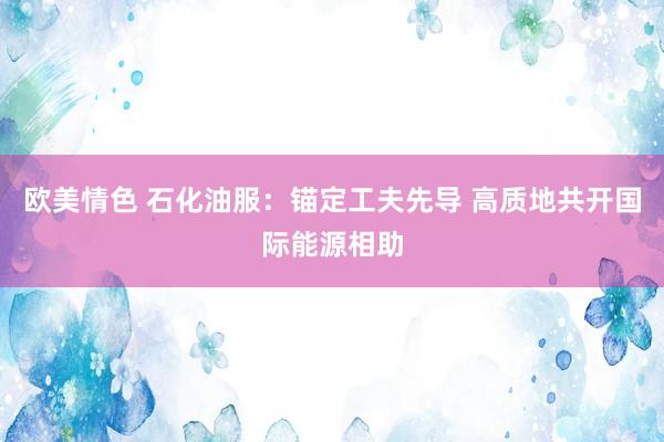 欧美情色 石化油服：锚定工夫先导 高质地共开国际能源相助