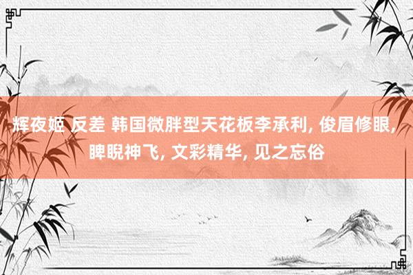 辉夜姬 反差 韩国微胖型天花板李承利， 俊眉修眼， 睥睨神飞， 文彩精华， 见之忘俗